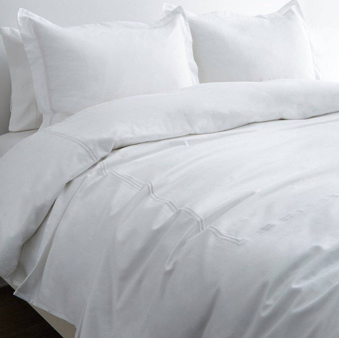 600 Thread Count Border Stripe Embroidered Duvet Cover Set