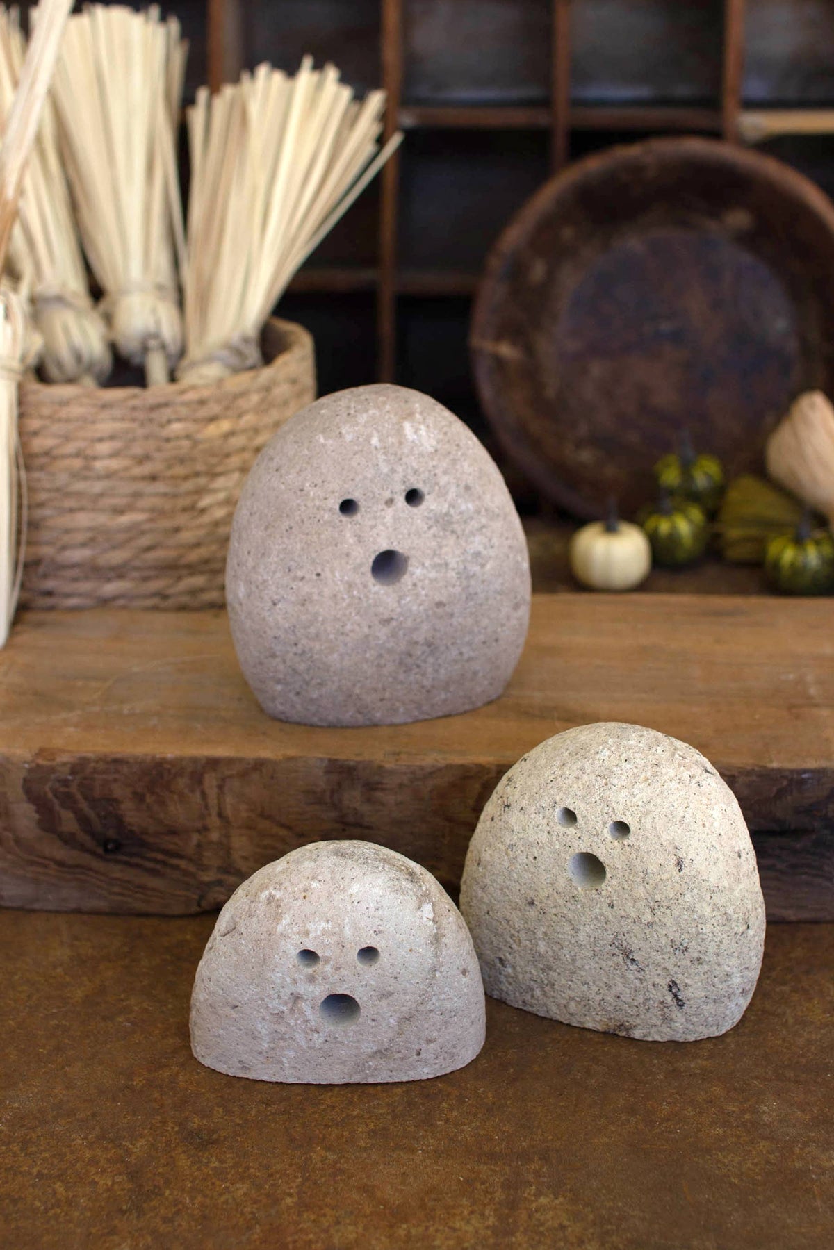 TABLETOP RIVER ROCK GHOSTS- set of 3