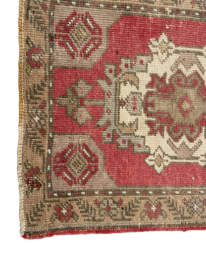 Handmade Vintage Turkish Rug Doormat | 2 x 4.4 "