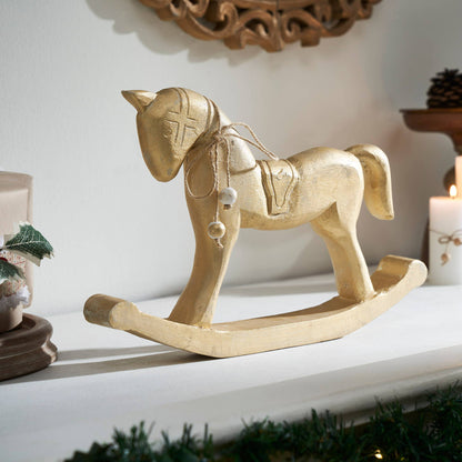 Brushed Gold Wooden Rocking Horse