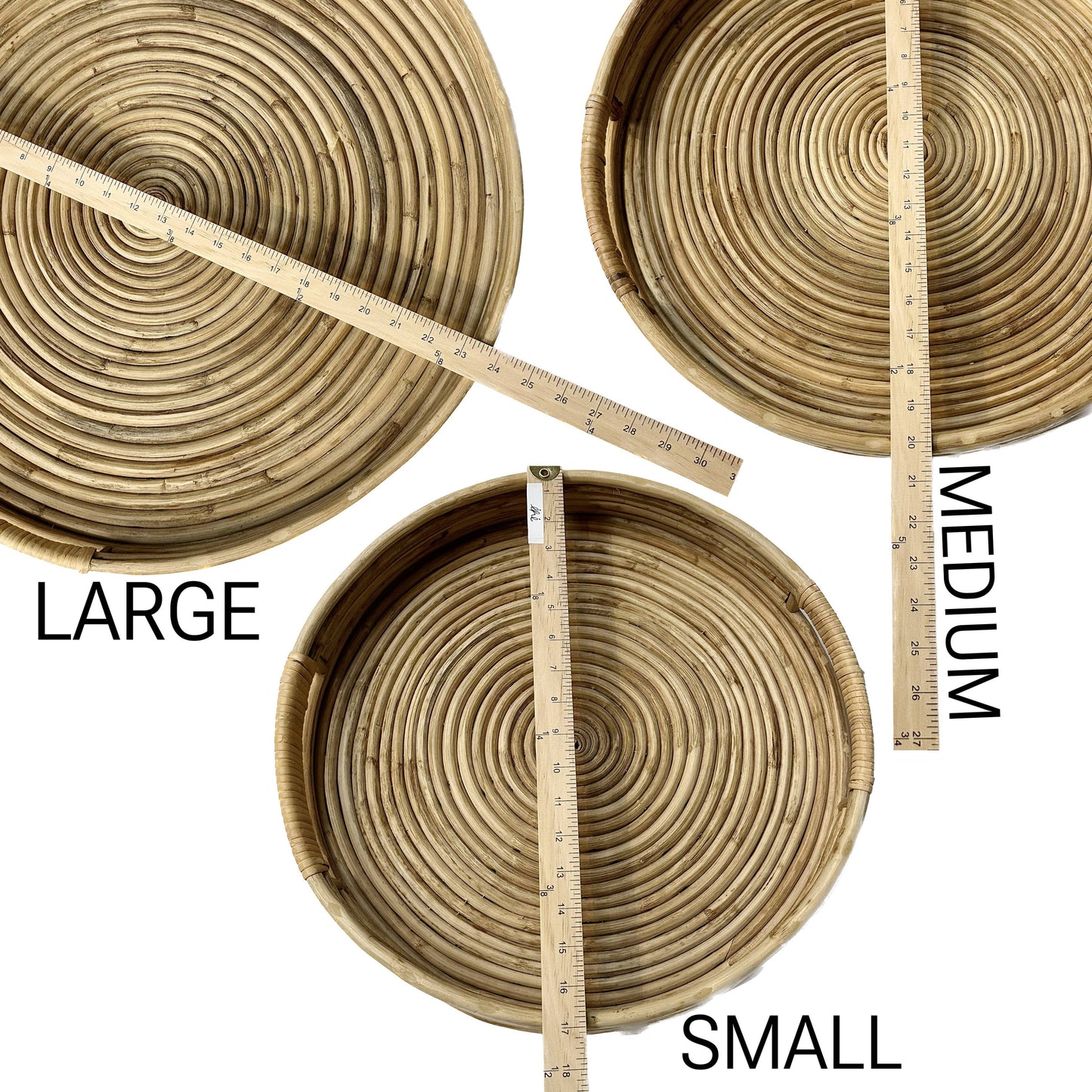 Rattan Hand Woven Trays, Set of 3