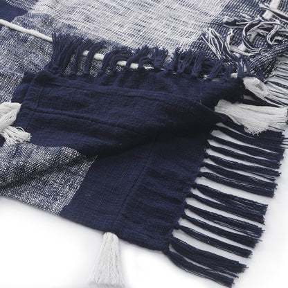 Minimal Modern Plaid Coverlet with Fringe