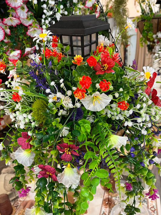 Small Greenery Hanging Basket with Lantern