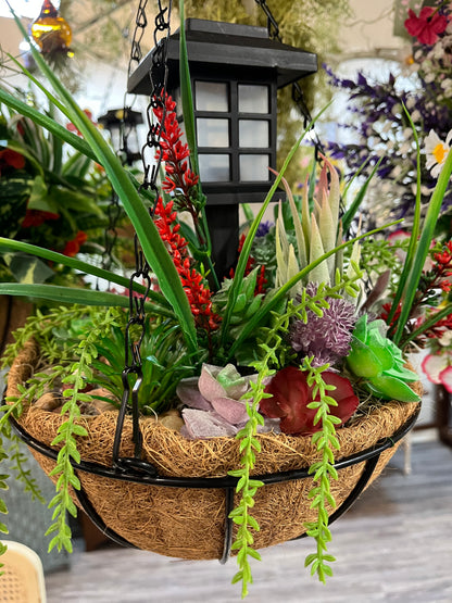 Small Greenery Hanging Basket with Lantern