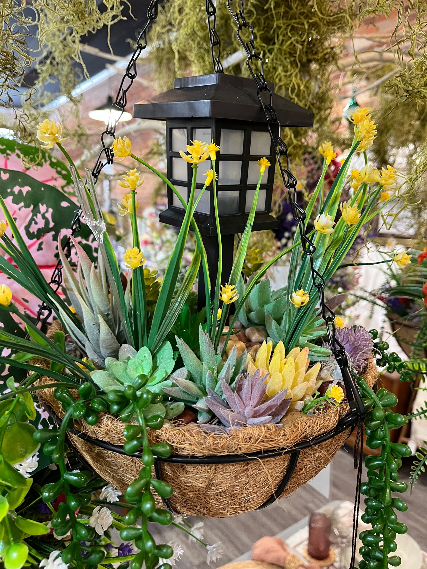 Small Greenery Hanging Basket with Lantern