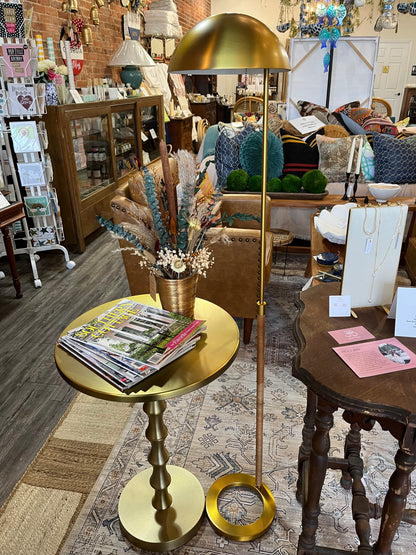 Gold and Rattan Floor Lamp