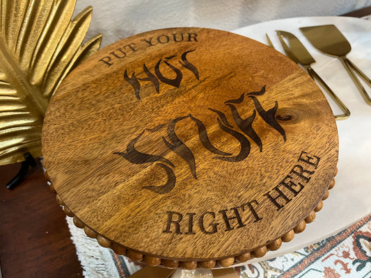 'Hot Stuff'  Footed Wood Trivet