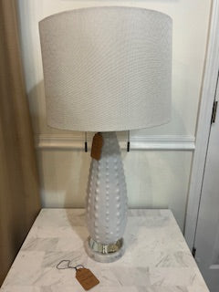 Lamp - White Ceramic Knobby w/ Acrylic Base, 2 Bulb