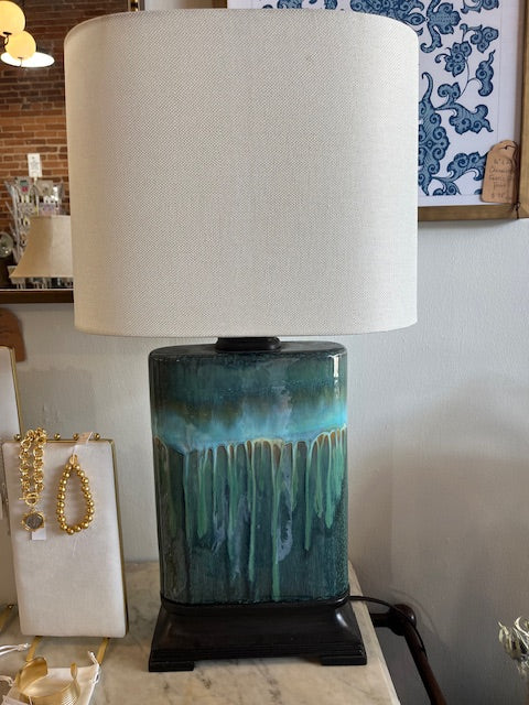 Teal Lamps with Black Rectangle Base