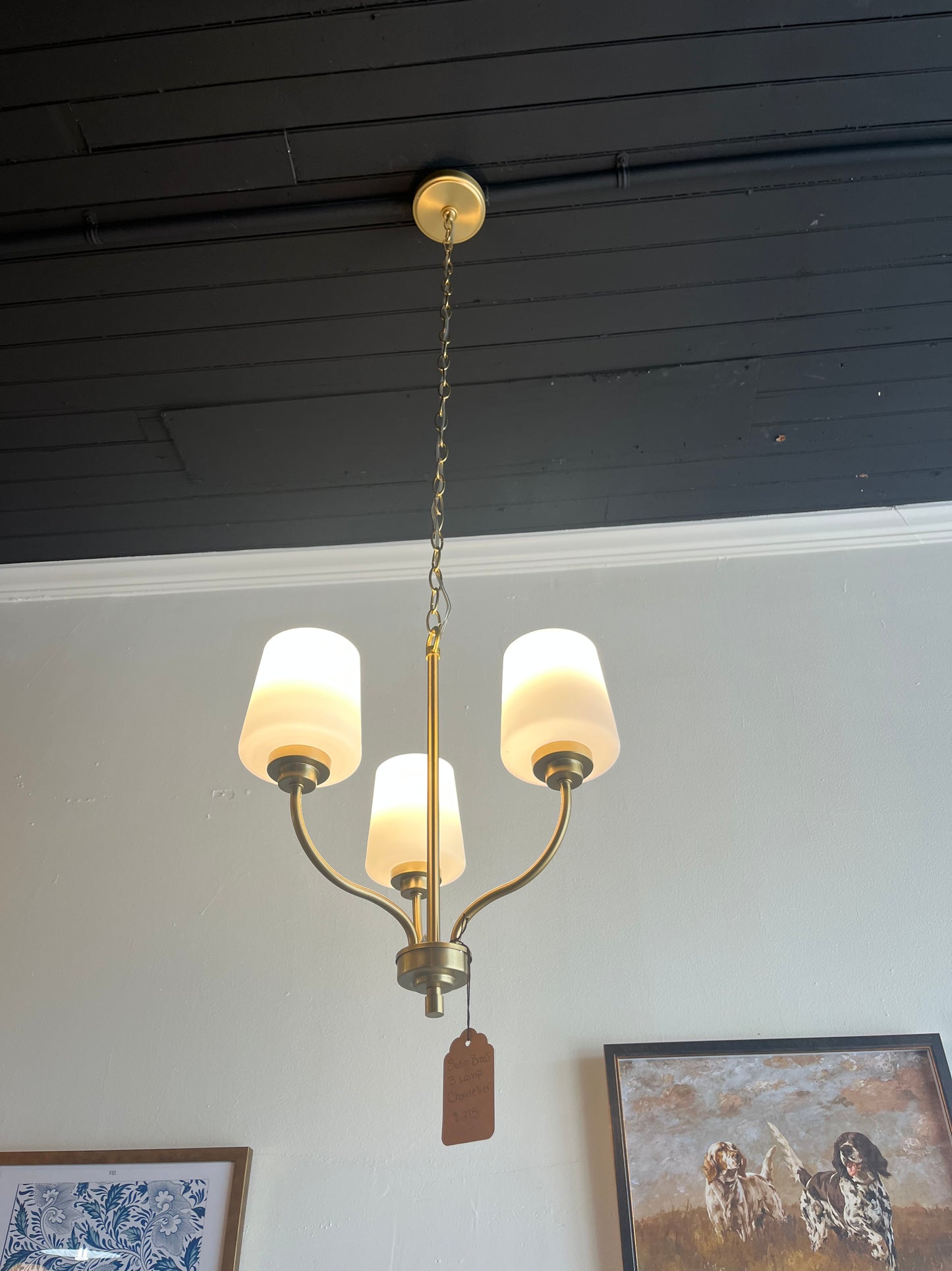 Satin Brass 3 Lamp Chandelier