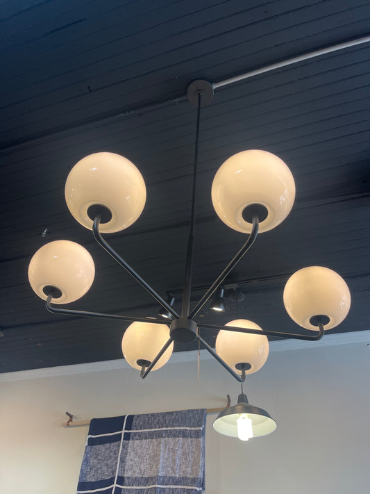 Large 6 Lamp Chandelier Black