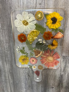 Resin Floral and Fruit Cutting Board