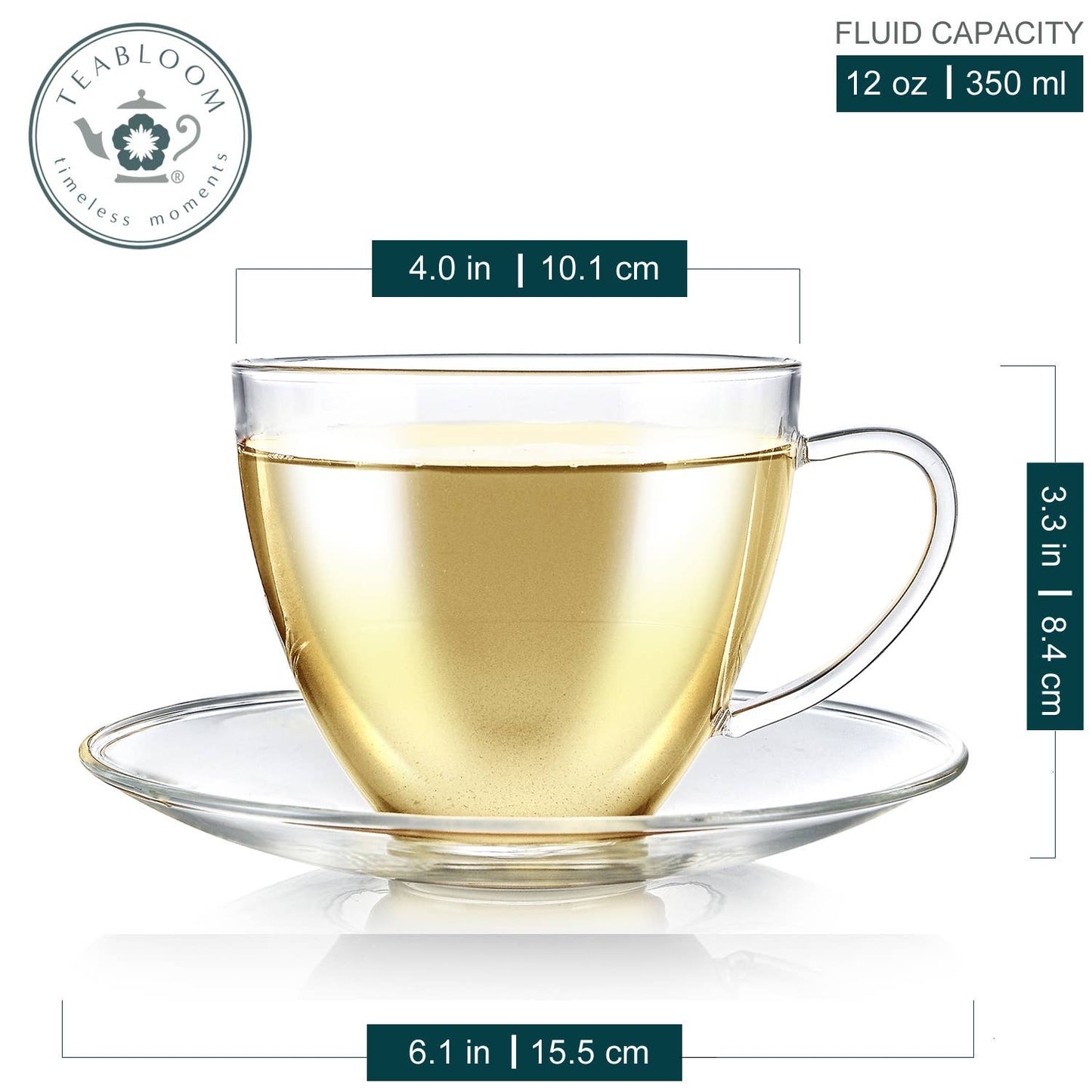 Teabloom Royal Teacup and Saucer Set of Two - 12 OZ