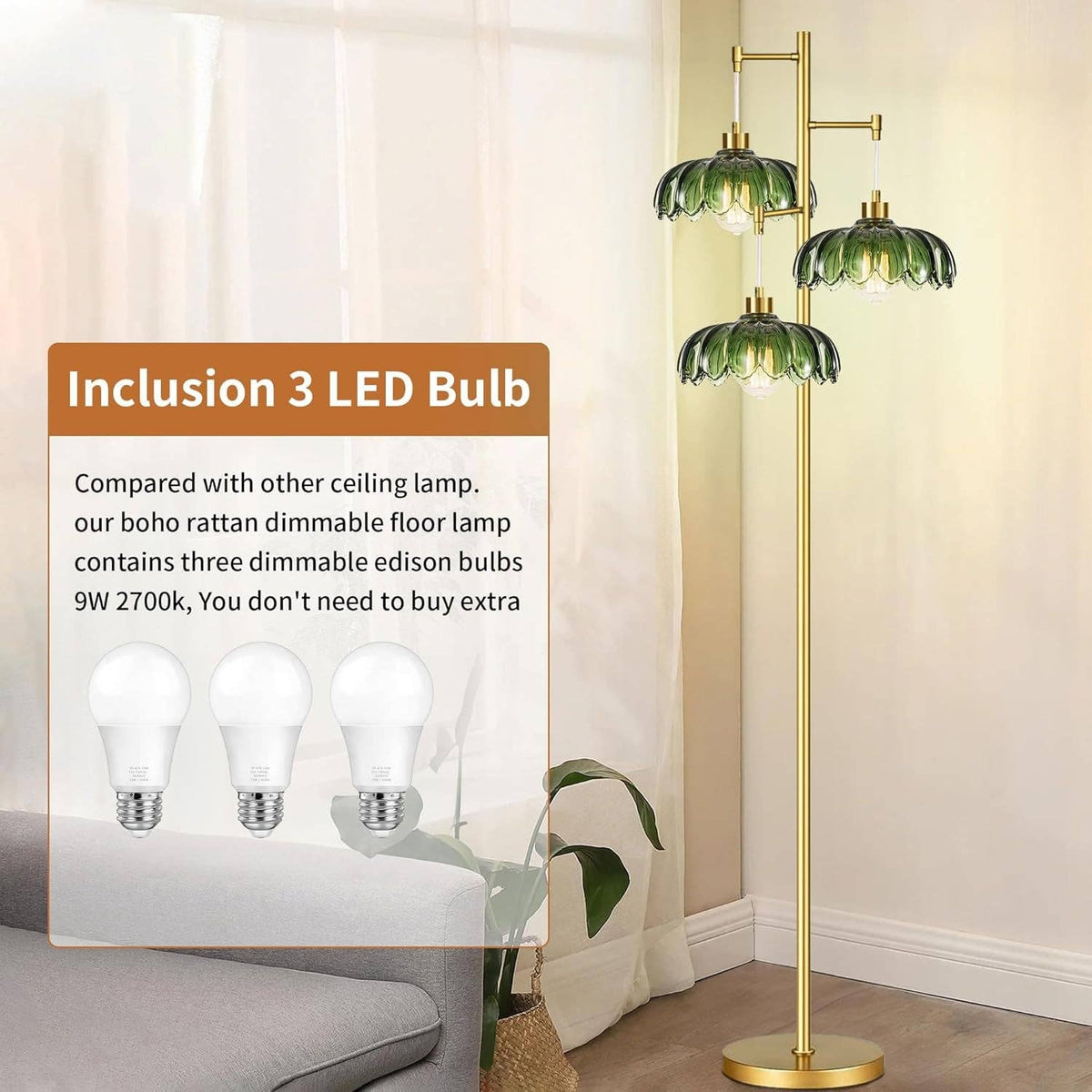 Floor Lamp - gold and green