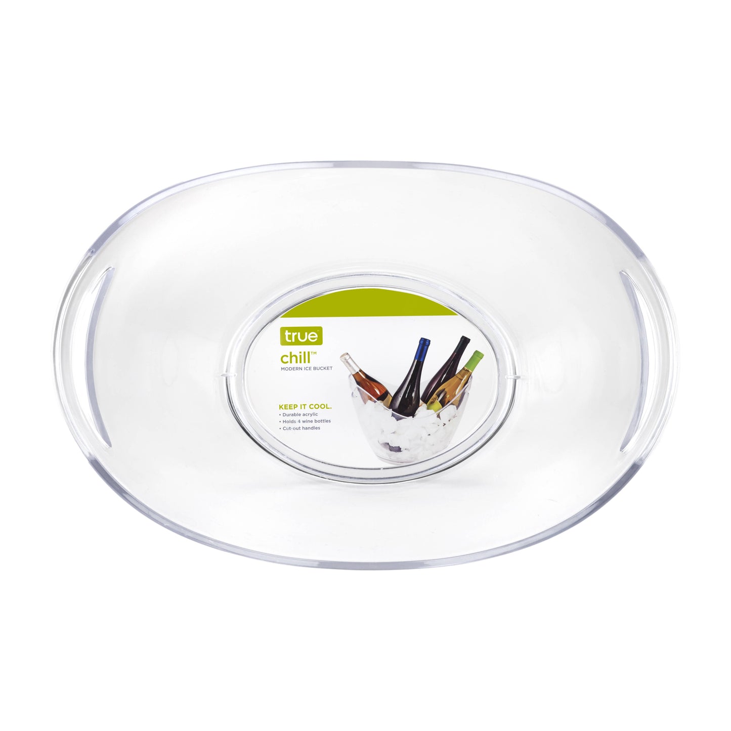 Chill 2-Gallon Clear Acrylic Ice Bucket w/Handle Cut-Outs