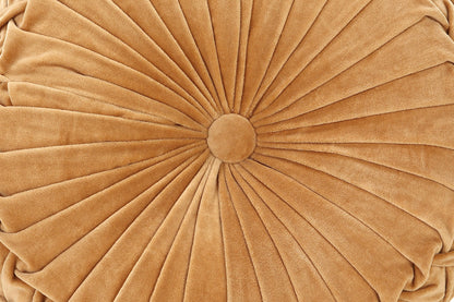 Velvet Round Handmade Pillow, Clay - 16 Inch