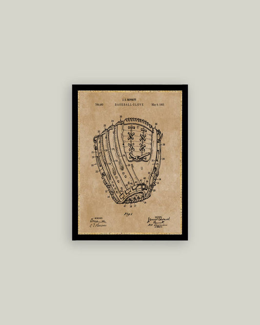Vintage Baseball Mit Map Framed Antique Art