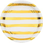 White and Gold Foil Striped 8.75" Paper Dinner Plate, 8/Pkg