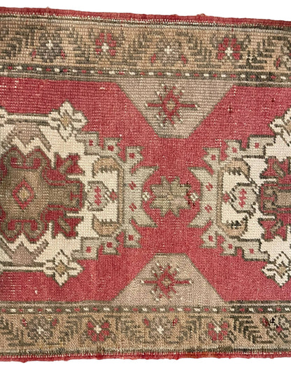 Handmade Vintage Turkish Rug Doormat | 2 x 4.4 "