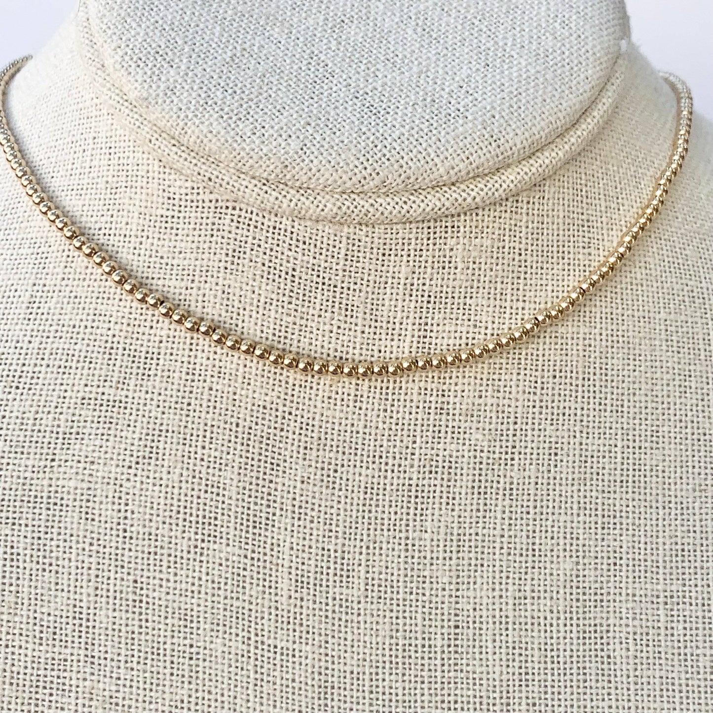Gold Bead Necklace, 2.5mm