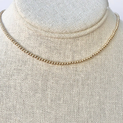 Gold Bead Necklace, 2.5mm