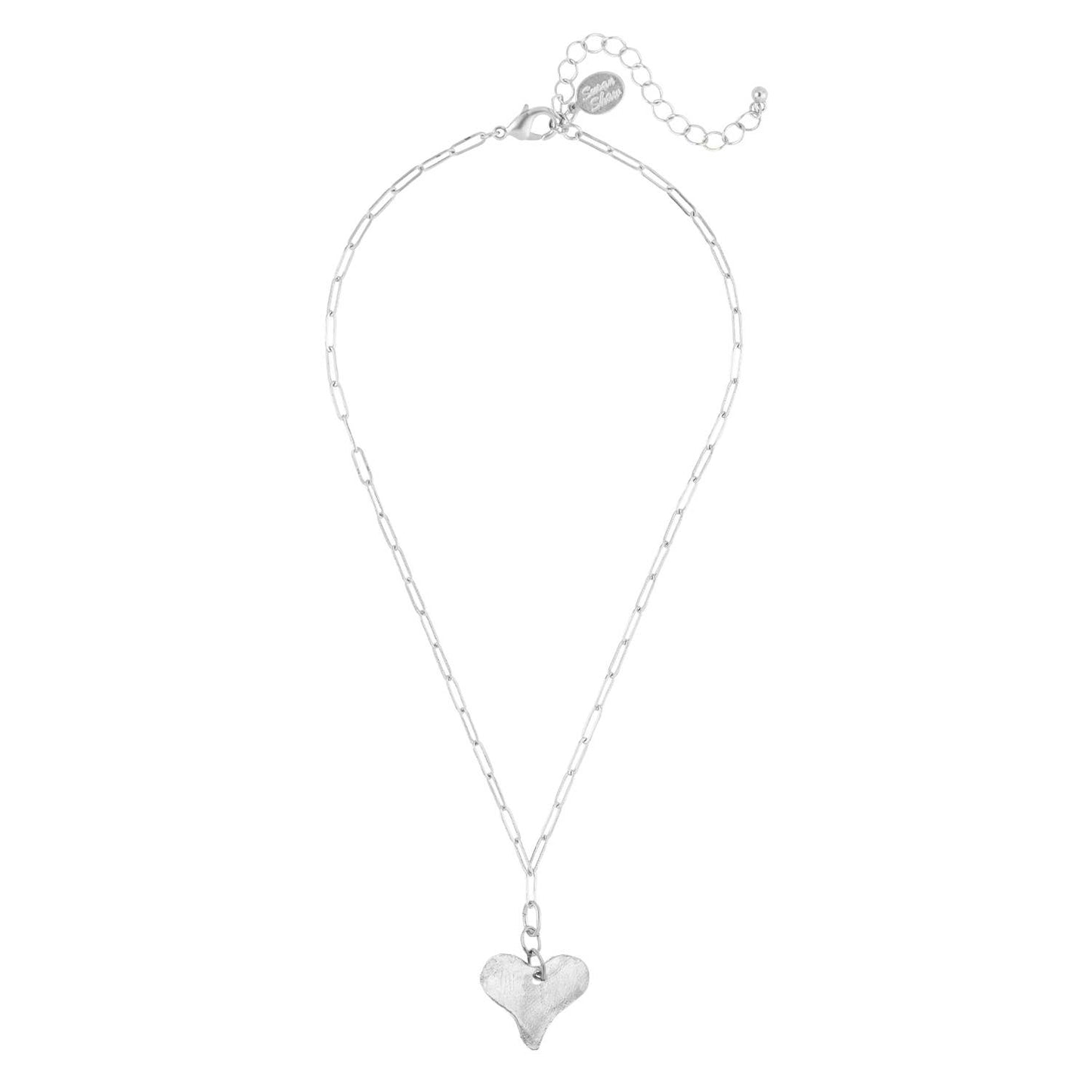 Silver Paperclip Chain with Heart