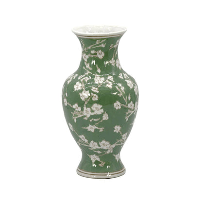 Green Sakura Chinoiserie Ceramic Vase