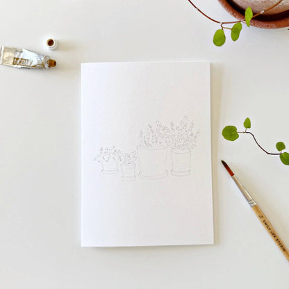 Potted plants paintable watercolor notecard set