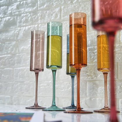 Champagne Flutes- Muted Rainbow