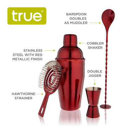 Stainless Steel Barware Set - Set of 4 - ASSORTED COLORS