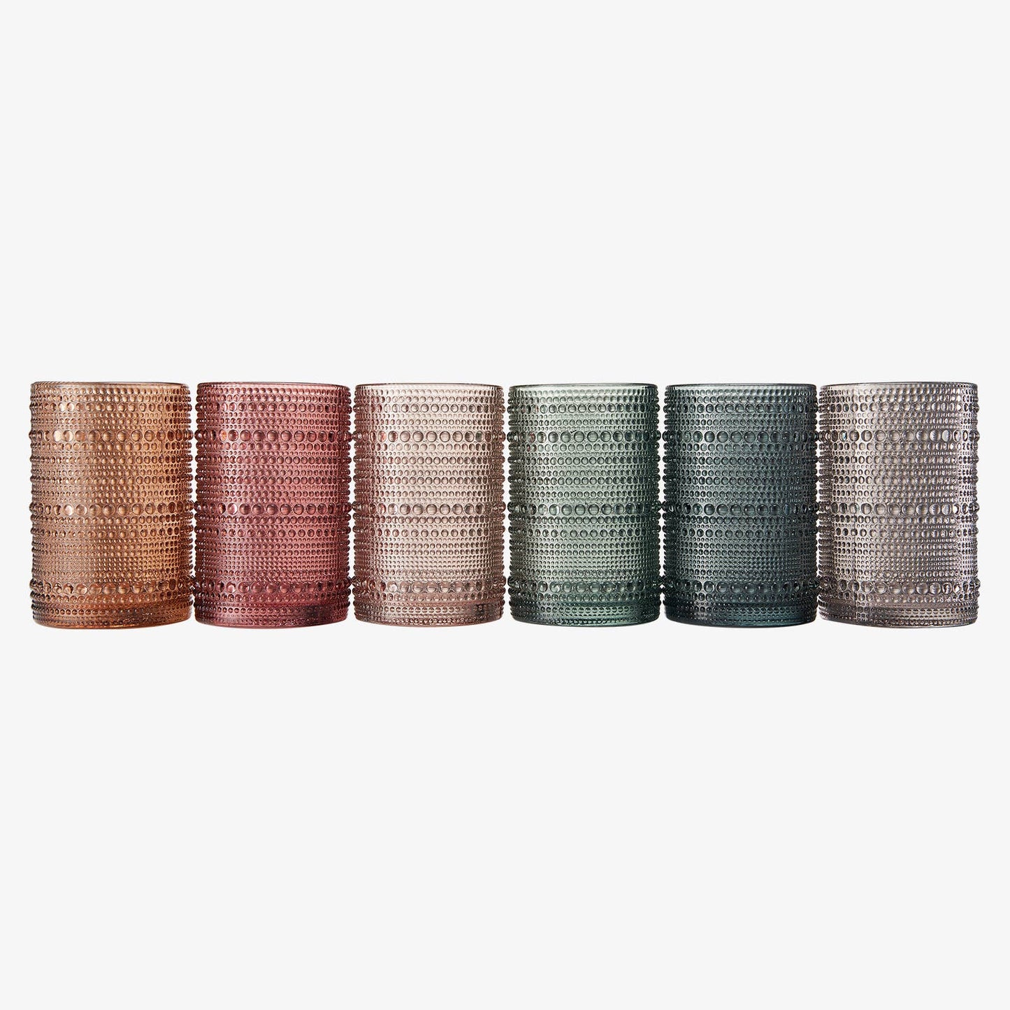 Beaded Hobnail Highball Drinking Glasses | Set of 6 | 14 OZ