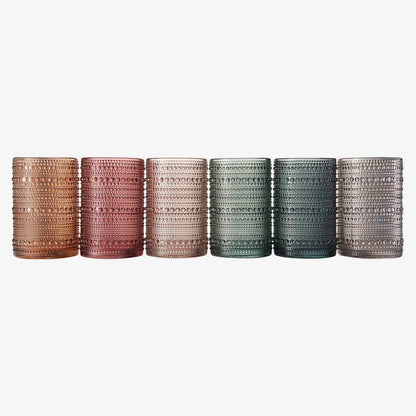 Beaded Hobnail Highball Drinking Glasses | Set of 6 | 14 OZ