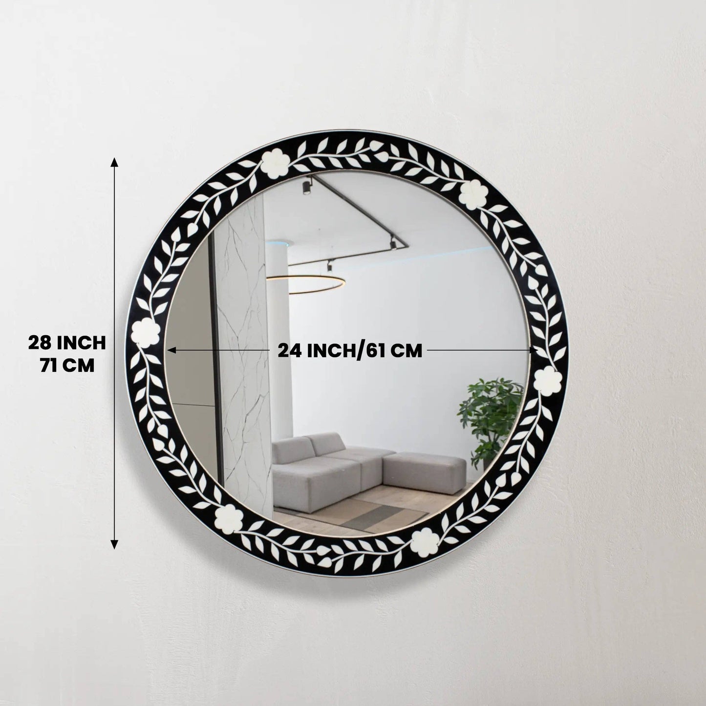 Round Floral Wall Mirror, 28", Collection Chaucer Queen