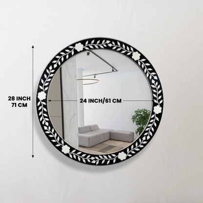 Round Floral Wall Mirror, 28", Collection Chaucer Queen