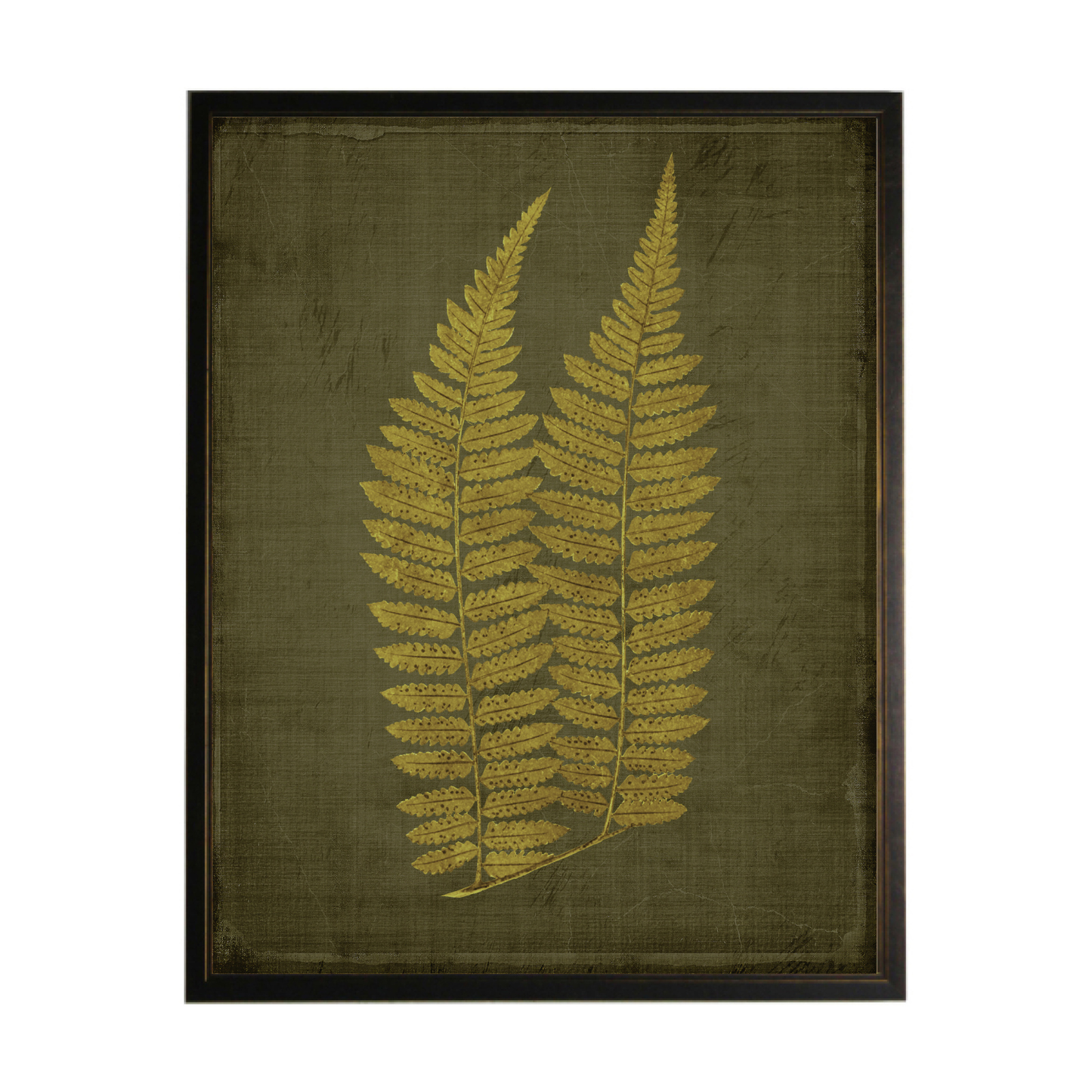 Golden Fern F on Distressed Green Background