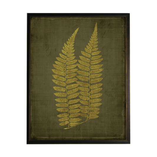 Golden Fern F on Distressed Green Background
