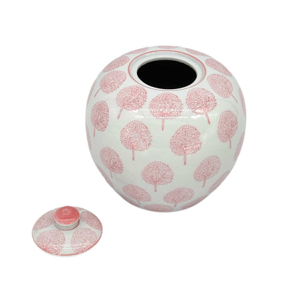 Pink & White Floral Chinoiserie Ginger Jar