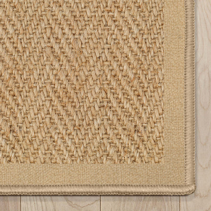 Well-Jute Boerboel Geometric Herringbone Beige Flatweave Rug - 2 Sizes