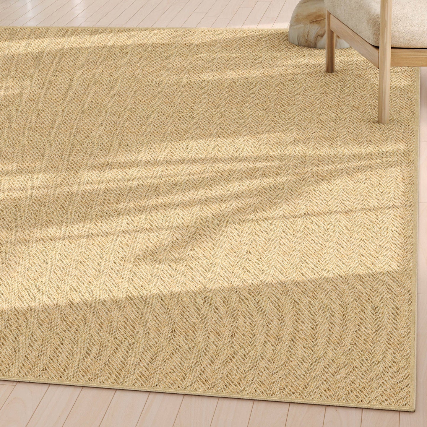 Well-Jute Boerboel Geometric Herringbone Beige Flatweave Rug - 2 Sizes