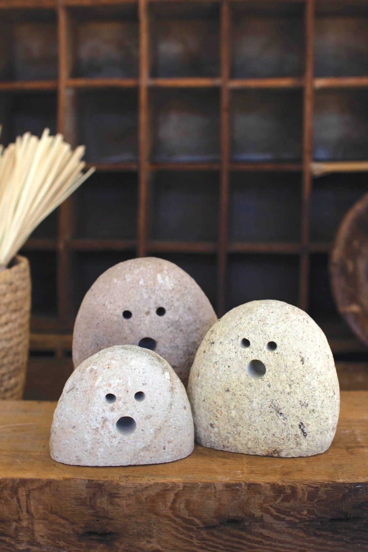 TABLETOP RIVER ROCK GHOSTS- set of 3