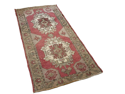 Handmade Vintage Turkish Rug Doormat | 2 x 4.4 "