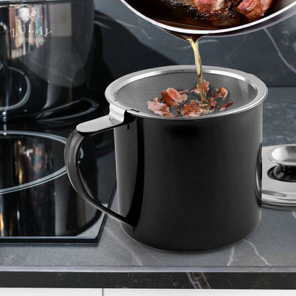 Bacon Grease Container With Strainer & Lid - 1 Liter
