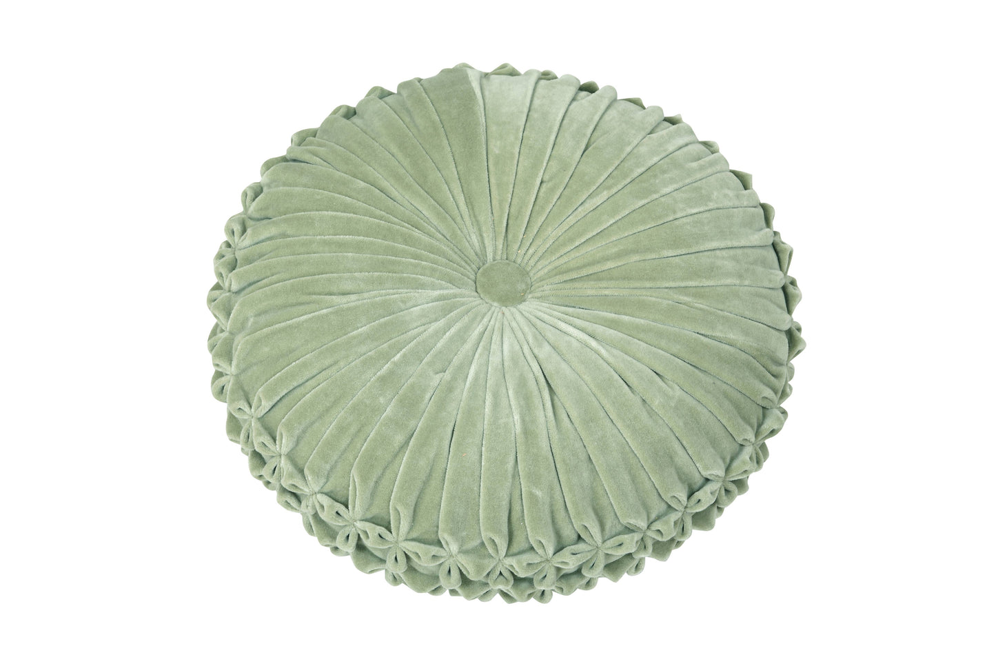 Velvet Round Handmade Pillow,  Pistachio Green - 16 Inch