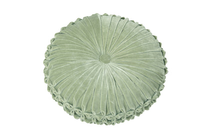 Velvet Round Handmade Pillow,  Pistachio Green - 16 Inch