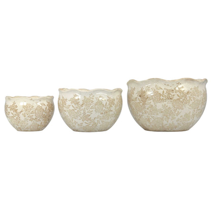 Set of 3 Rustic Vintage Ceramic Planter Pots
