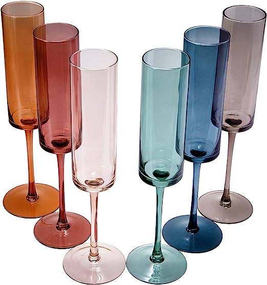Champagne Flutes- Muted Rainbow