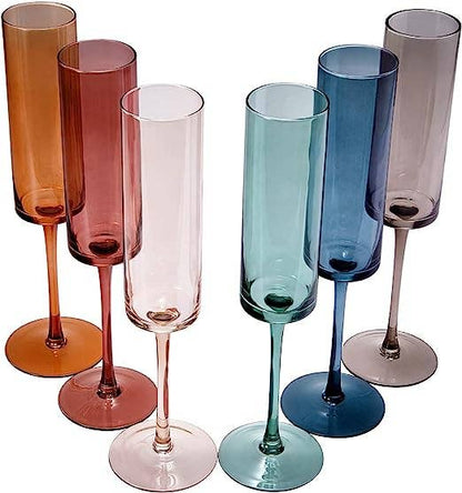 Champagne Flutes- Muted Rainbow