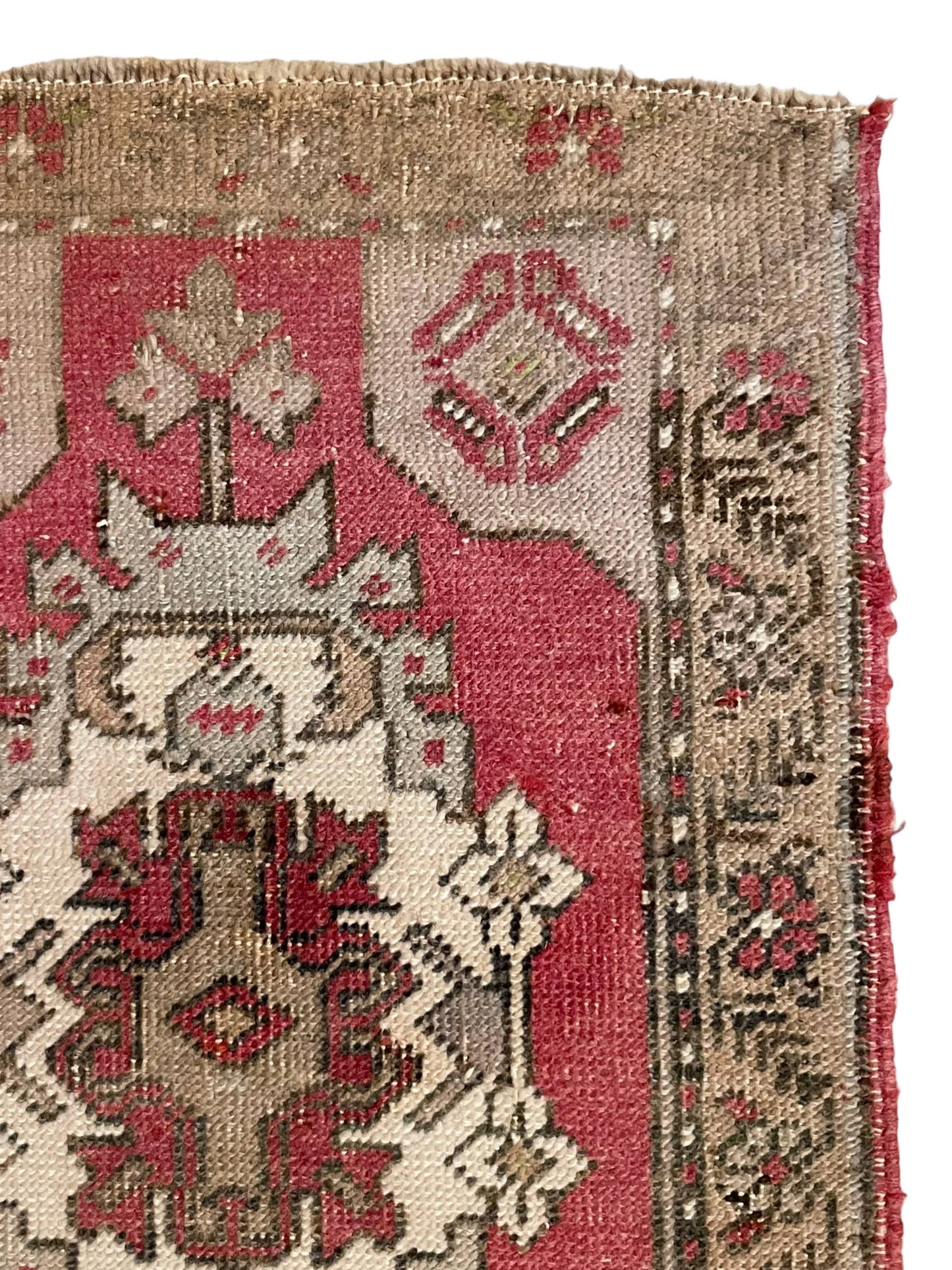 Handmade Vintage Turkish Rug Doormat | 2 x 4.4 "