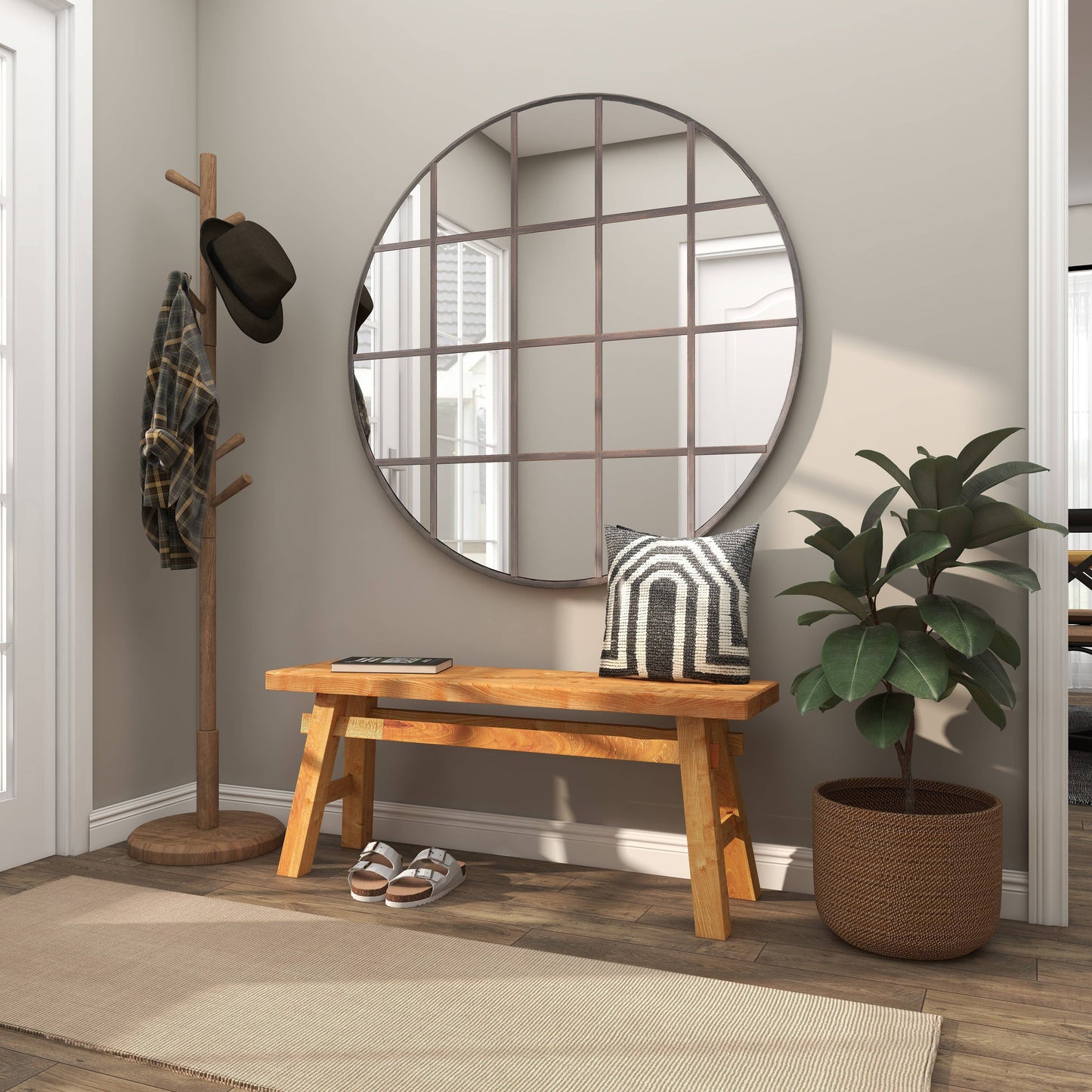 Rustic Brown Reclaimed Wood Bench