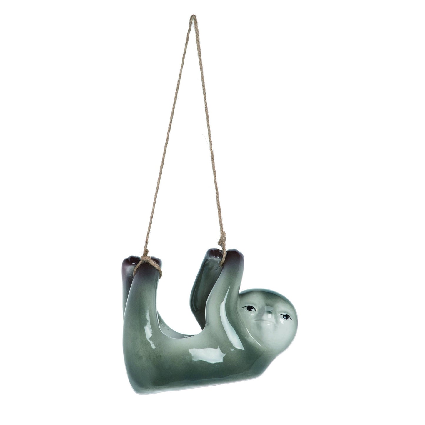 Gray Ceramic Hanging Sloth Planter Set 2